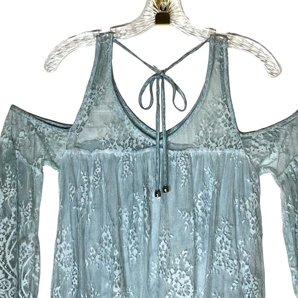Pol Lace Cold Shoulder Swing Top Mint Green Small - Picture 3 of 9